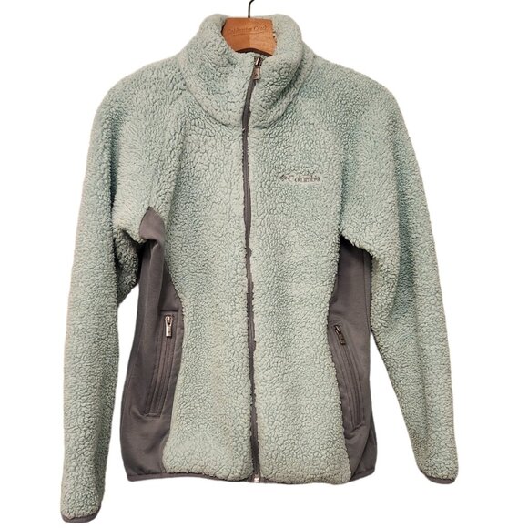 Columbia Jacket Womens Fast Beauty Plush Super Soft Zip Small Mint Green & Gray - Picture 1 of 13